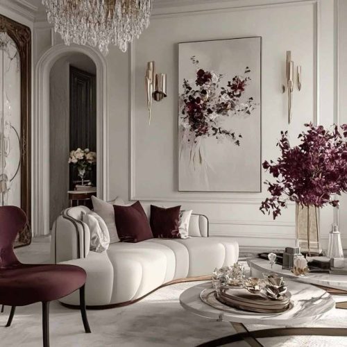مبلمان با پایه‌های ظریف در دکوراسیون نئوکلاسیک